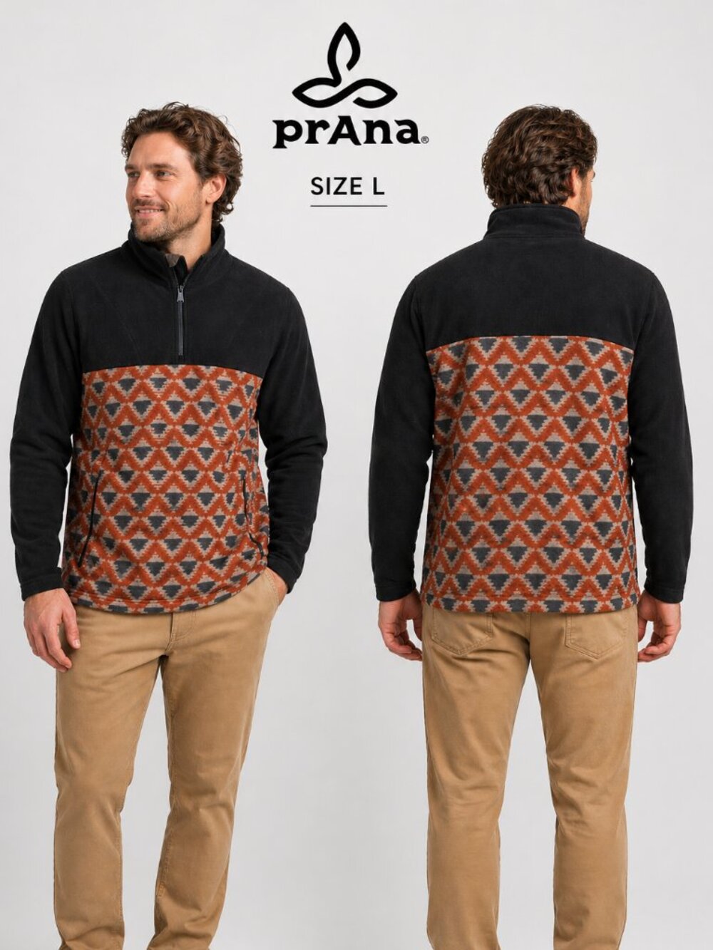 prAna Performance Fleece Lined 1/4 Zip Pullover Size L